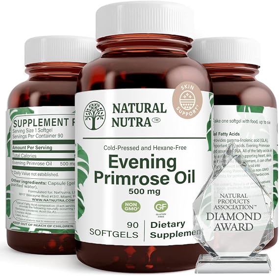 Natural Nutra Evening Primrose Oil Supplement, 500 mg, 90 Softgels