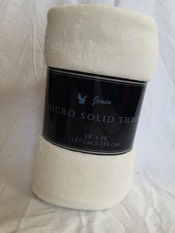 Decotex Warm & Cozy Super Soft Plush Solid Fleece Throw Blanket (50"x60", Beige)