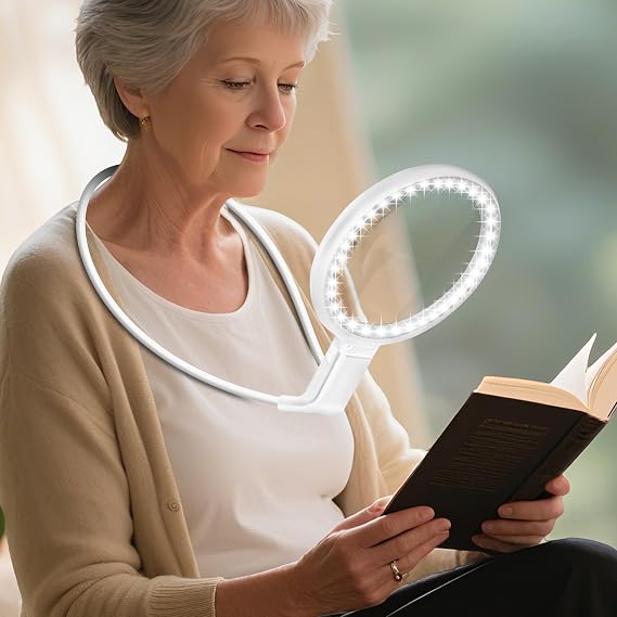 Neck Magnifier Hands Free with Light, 10X 5.2 Large Magnifying Glass
