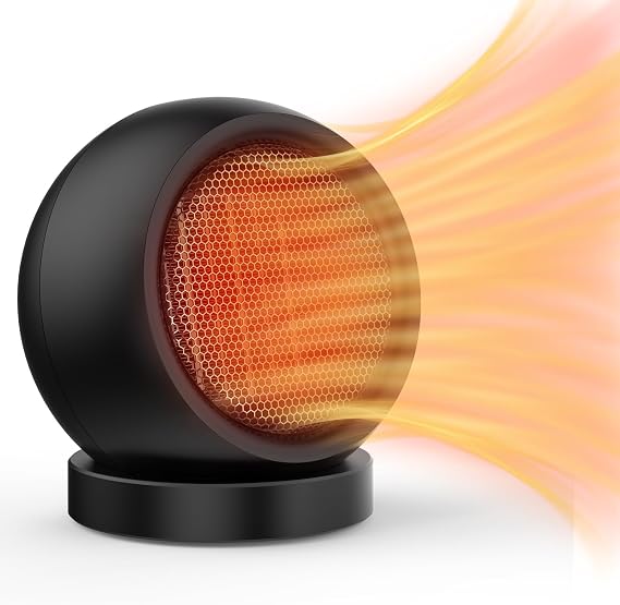 Desk Heater,Small Space Heaters for Indoor Use,Safe and Quiet Desktop Heater for Bedroom Home Office(Black)