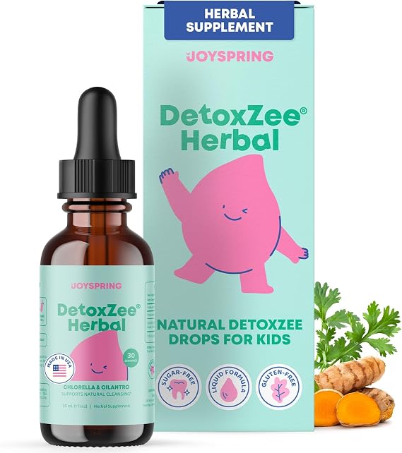 JoySpring DetoxZee Kids Herbal Drops, Chlorella and Cilantro, 30 Ct