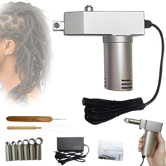 Portable Dreadlocks Machine for Instant Locs, Electric Handheld Dreadlock Maker with 6 Replacement Holes, Crochet Machine, Automatic Dreadlocks Braiding Hair Extensions