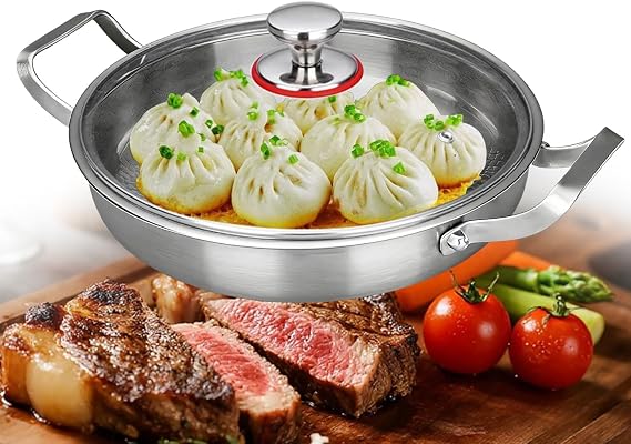 Titanium Pans for Cooking Non Stick Upgrade Double Handle Non Stick Frying Pans with Lids Ultra-Durable Compatible with All Cooktops Titanium Frying Pans NonstickSilver,12.6 in