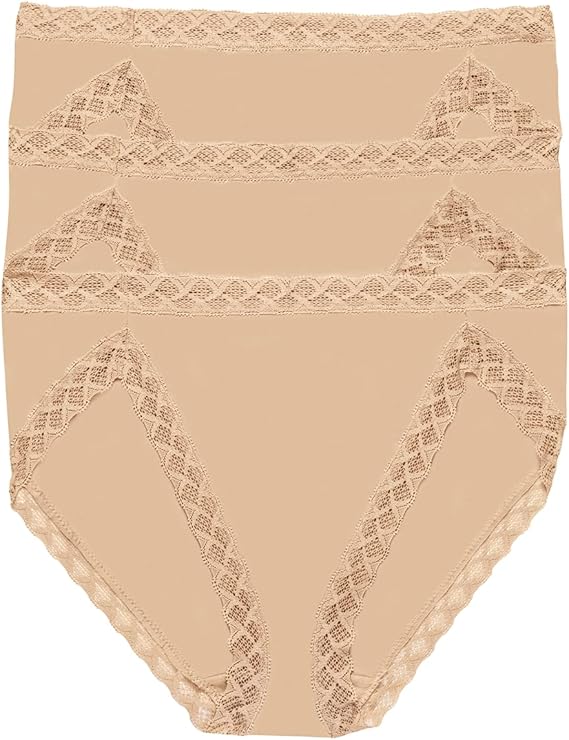 Natori Women's Bliss Cotton French Cut 3 Pack Panties 152058MP (XS, CAFE)
