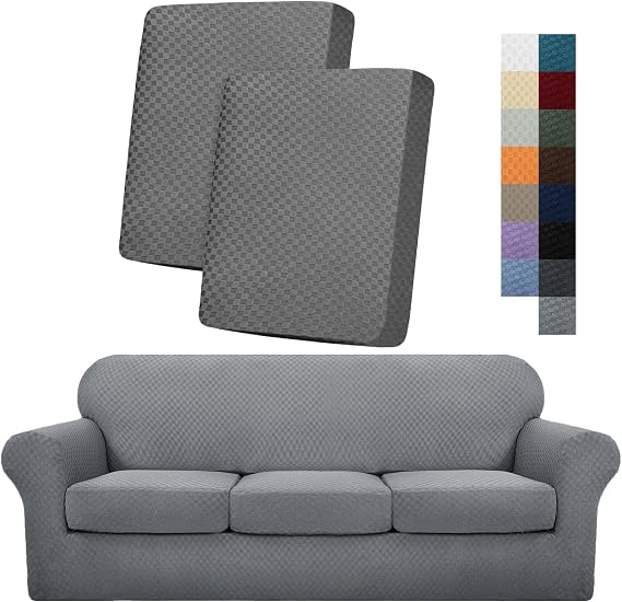 YEMYHOM 4 Pieces Couch Cover + 2 Piece Normal Cushion Cover (Light Gray)