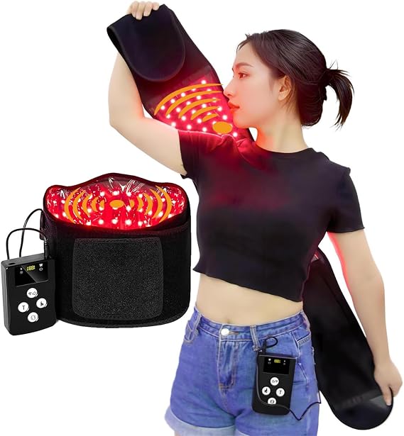 Red Light Therapy Belt, Body Massager Heat Wraps for Back | 660nm 850nm Infrard Light Belt Massage Wrap, 10000mAh Cordless & Portable Controller, Home & Travel