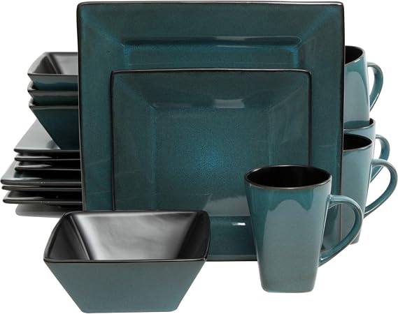 Gibson Overseas Kiesling 16-Piece Dinnerware Set in Blue/Black