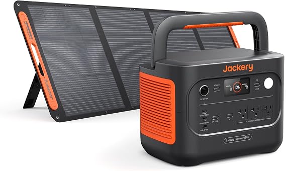 Jackery Explorer 1500 v2 and 200W Solar Panel,1536Wh,2000W Output | 4000W Peak, LiFePO4 Battery, 1 H Fast Charge, 10ms UPS, for Outdoor, Camping, RV, Off-Grid