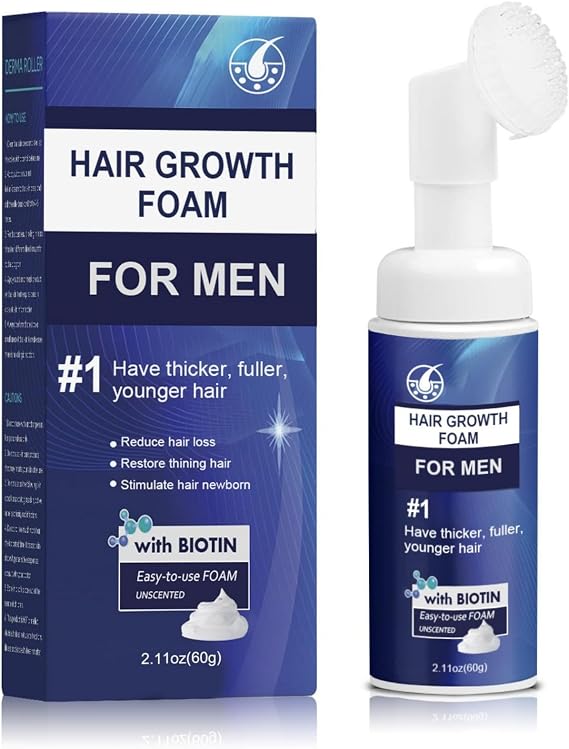 Hair Thickening Foam,Hair Growth Mousse for Men,Unscent Scalp Serum for Hair Thicker,HairSerum Lightweight Nourishing Root Care,Non Greasy Portable Foam with Brush Applicator,Fuller Looking Finish