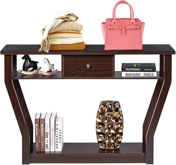 47" Accent Console Tables with Drawer and Shelf for Living Room Hallway Entryway