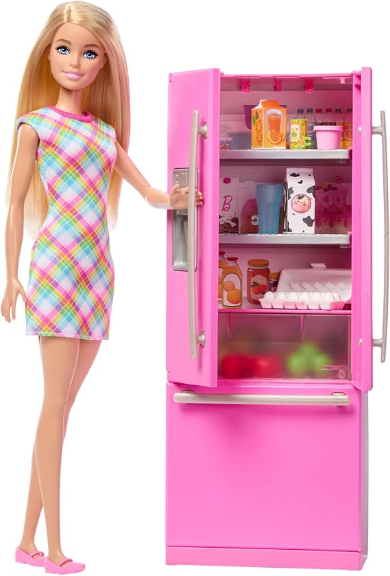 ​Barbie Doll & Kitchen Playset with Refrigerator