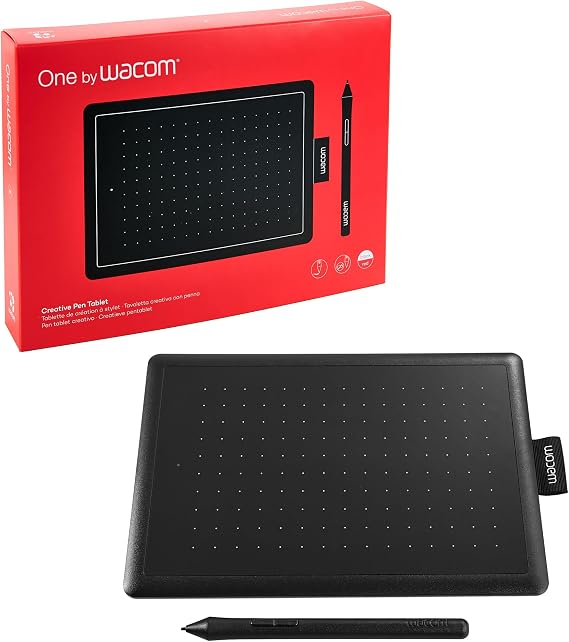 One by Wacom Small, Pen Tablet, incl. battery-free Wacom Pen 2K | Drawing Tablet (PC required) for sketching, drawing and e-learning with an intuitive pen experience and Japanese technology.