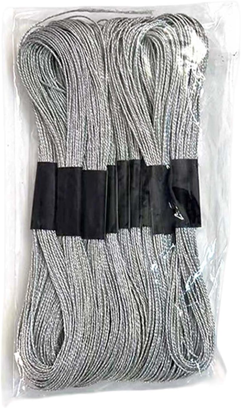 Metallic Embroidery Threads - ShiningUU 12 Pcs Silver Metallic Embroidery Floss | Sparkly Glitter String for Friendship Bracelet String, Cross Stitch, Embroidery, DIY Crafts