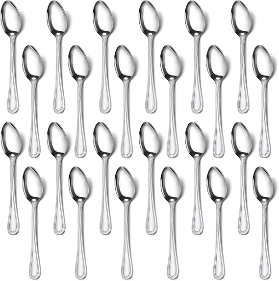 Hunnycook 24-Piece Coffee Spoons - Espresso Spoons, 4.7-inch Stainless Steel Small Spoons for Coffee, Hot Tea, Desserts and Appetizers, Demitasse Spoon for Coffee Bar, Dishwasher Safe