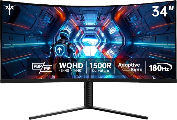 KTC 34 Inch Ultrawide Curved Gaming Monitor, 3440x1440 UWQHD 180Hz, H34S5