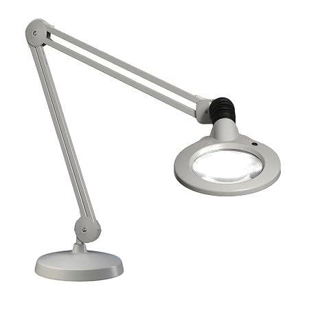 Luxo 18253LG KFM LED Illuminated Magnifier, 30" Arm, 3 Diopter, Weighted Base, Light Gray