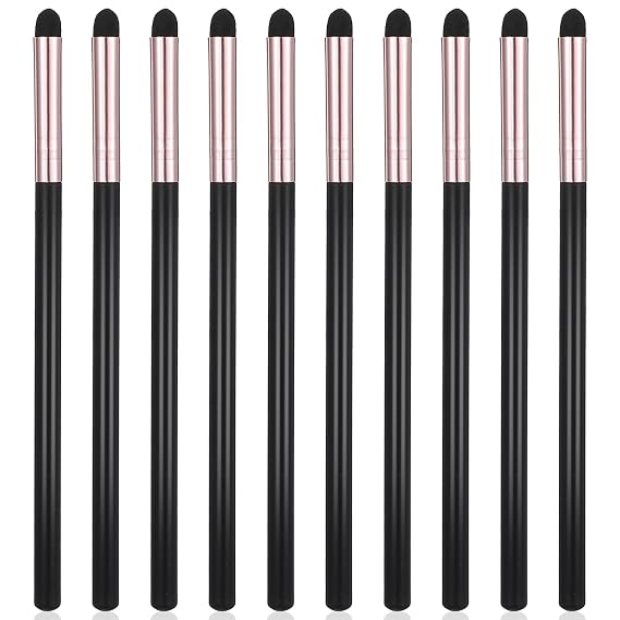 10 Pcs Eyeliner Sponge Brush Eyeliner Smudger Eye Shadow Applicators Eyeshadow Blending Brush Pointed Sponge Tip Reusable Blending Makeup Tool for Eyebrow Gel Cream Liquid Concealer (Black)