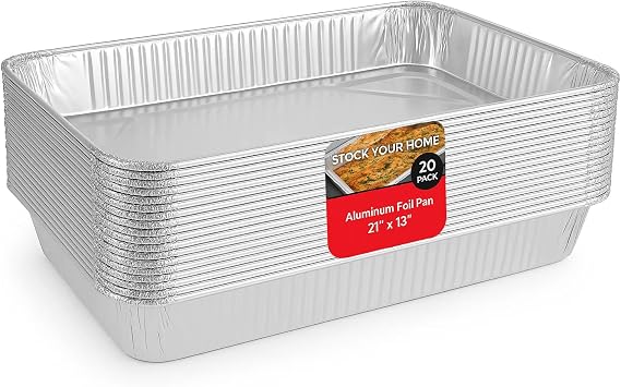 21x13 Aluminum Pans (20 Pack) Durable Full Size Deep Aluminum Foil Roasting & Steam Table Pans - Deep Pan for Catering Large Groups - Disposable Pans Great for Cooking, Heating, Storing, Prepping Food