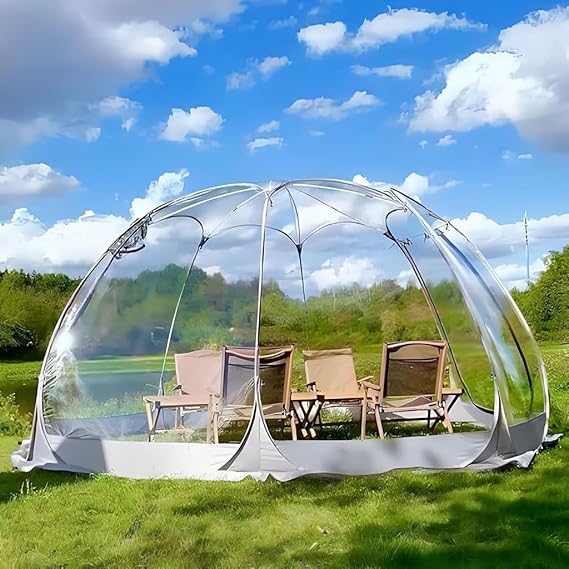 Bubble Tent Gazebo Weatherproof Instant Pop Up for Camping, Parties, Weddings - Accommodates 3-8 People, Large Transparent PVC Design