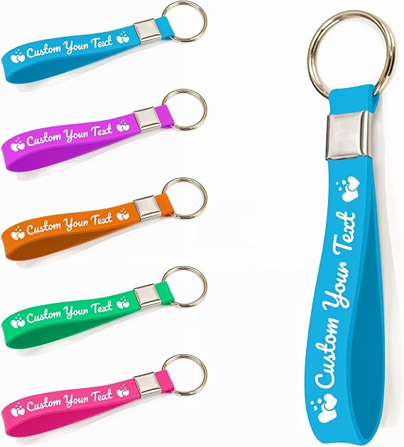 Custom Silicone Keychains Bulk, Personalized Text or Logo Key Rings | 101000 Pieces, Promotional Giveaways for Businesses, Schools, Teams, Events and Wedding Favors