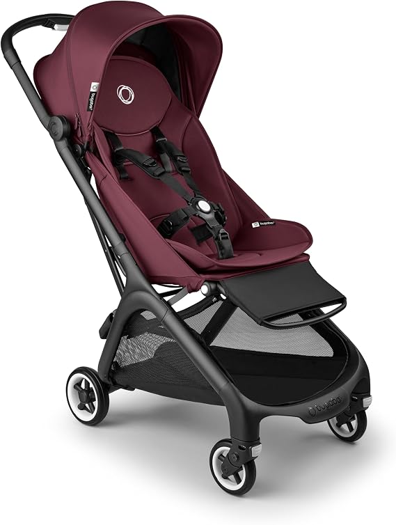 Bugaboo Bagaboo Butterfly Complete Black Seat: Dark Cherry/Sun Canopy: Dark Cherry Type B Baby Stroller Lightweight One-Touch Folding Compact Genuine