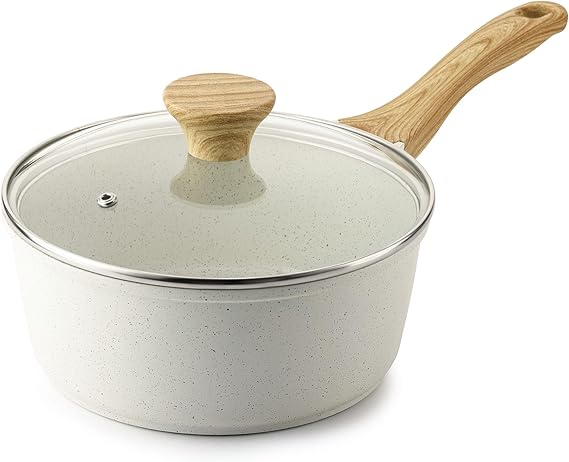 SENSARTE 2QT Ceramic Nonstick Saucepan with Lid, PTFE/PFAS/PFOS Free