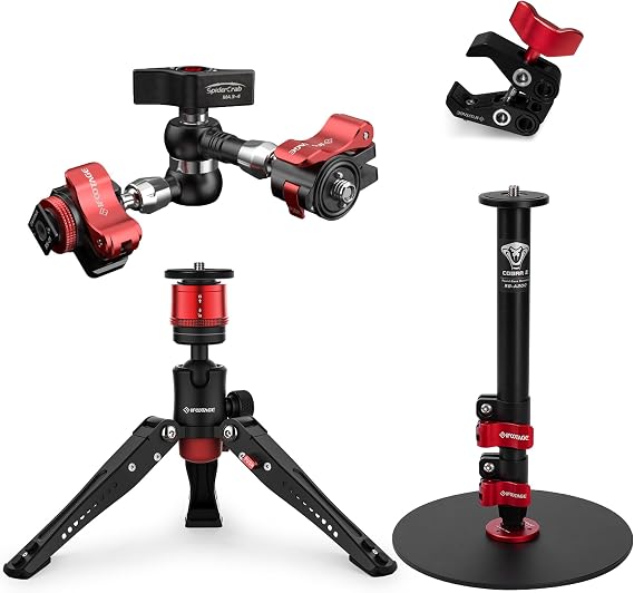 IFOOTAGE Small Tripod&Round Base Monopod Kit,Articulating Magic Arm with Camera Clamp Mount,Tabletop Tripod for Photography,Desktop Tripod Compatible with Sony,Nikon,Canon DSLR Camera