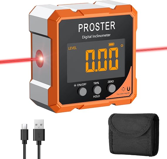 Proster Digital Angle Finder with Laser 4-Side Magnetic Angle Gauge