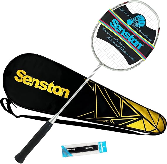 Senston Carbon-Fiber Badminton Racket 5U Badminton Racquet, Single Professional Badminton Rackets (N80 Sliver)
