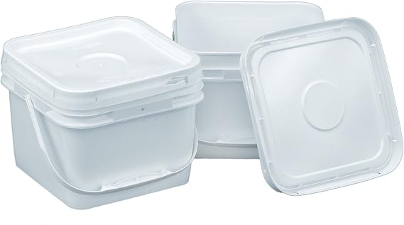 Square 68 mil Bucket Kit, Two 2-Gallon Buckets with White Snap-on Lids