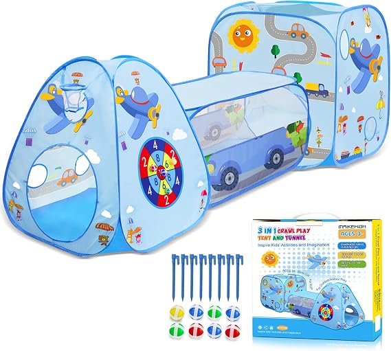 MAIKEHIGH Children's Play Tent with Tunnel 3 in 1 Pop Up Play Tunnel Tent