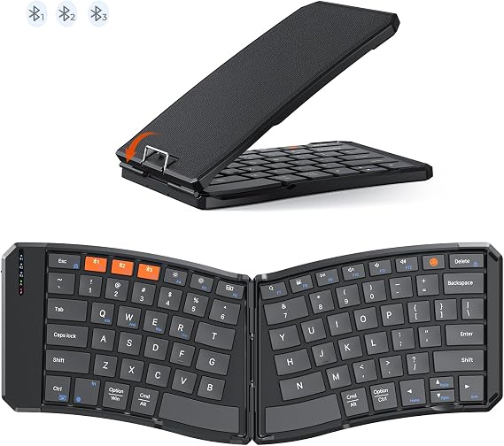 MEETION Foldable Ergonomic Bluetooth Keyboard, Split, Portable, Black