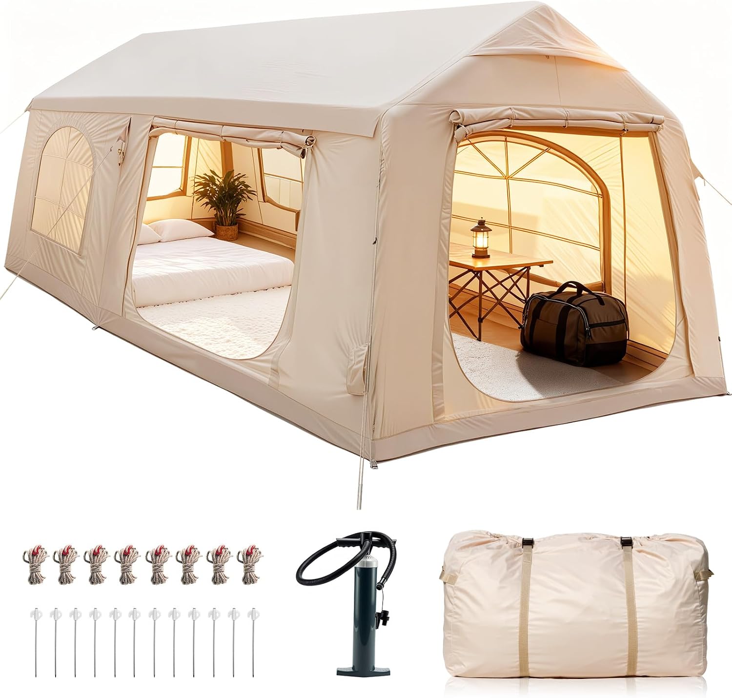 Ytaoeo Inflatable Tent Outdoor camping tent Inflatable camping tent made of waterproof Oxford fabric Air glamping tents for 4 seasons campings