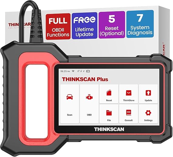 THINKCAR OBD2 Scanner, ThinkScan Plus S7 ABS,SRS,ECM,TCM,BCM,AC,IC System Diagnostic Scan Tool with 5 Special Services Options, Cover 94 Car Brands Code Reader, FCA AutoAuth, Wireless Update