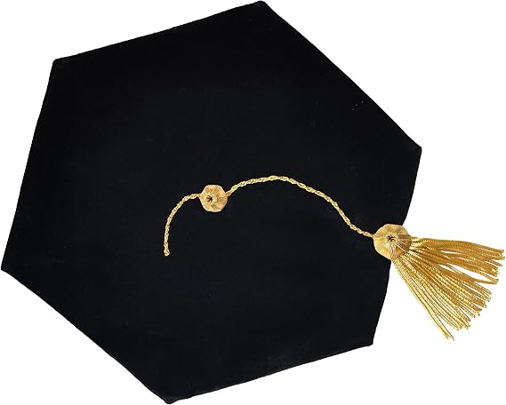 GradPlaza Doctoral Tam Graduaton Tam Velvet with Gold Tassel