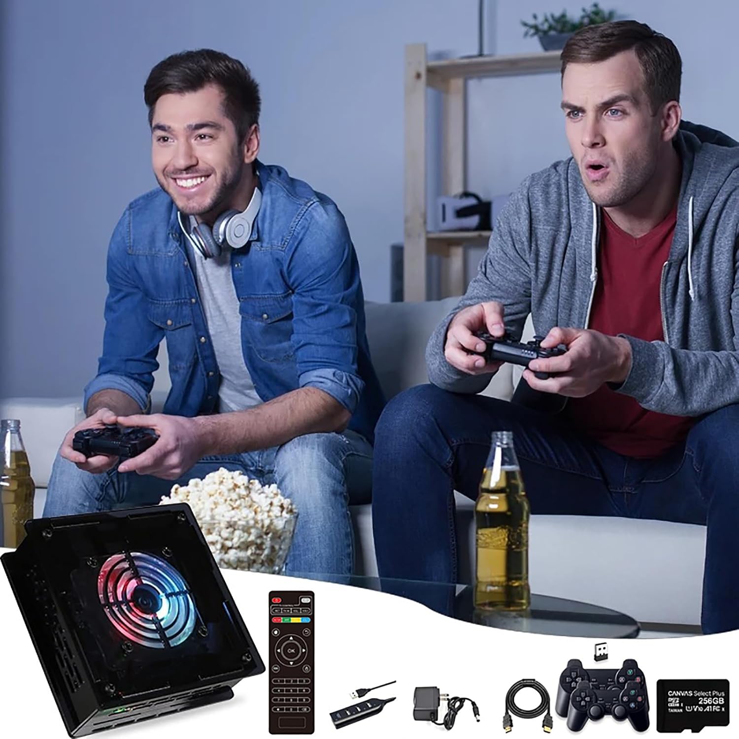 BINSKJ Super Console X PRO Plus, 256GB Retro Game Console Over 50000 Built-in Games, Video Game Console Systems with 2 Wireless Controllers Support HD High-definition Output