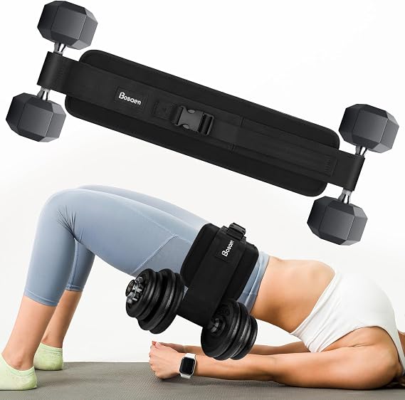 Hip Thrust Belt, Hip Thrust Belt for Dumbbells Heavy, Booty Belt for Hip Thrust with 6.5mm Thick Non-slip Padding & 400lbs Load-Bearing, Hip Thrust Band for Gym, Home Workouts, Dumbbell, Kettlebells