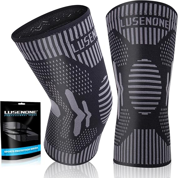Lusenone 2 Pack Copper Knee Support for Women/Men - Knee Brace Compression Sleeve, Best Knee Sleeves Supports for Arthritis, Meniscus Tear, Knee Joint Pain, MCL, ACL, Running, Sports