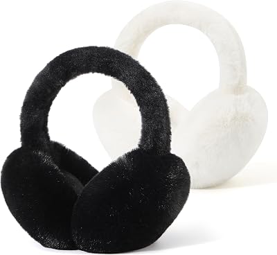 Fsmiling Winter Ear Muffs For Women Fuzzy Earmuffs Adjustable Ear Warmer Foldable