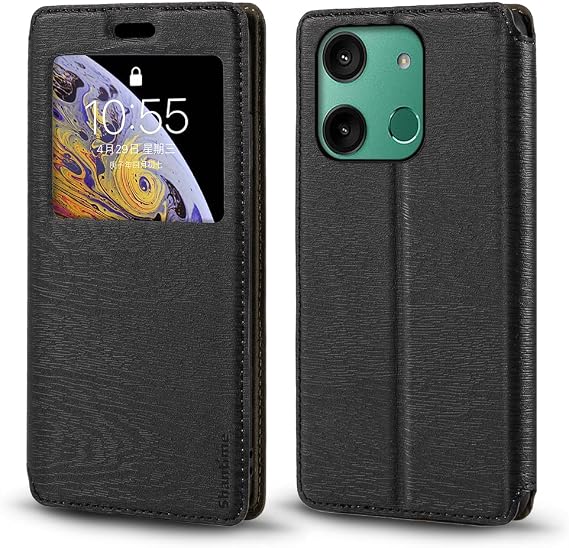 Shantime Window Leather Case for HMD Aura - Black