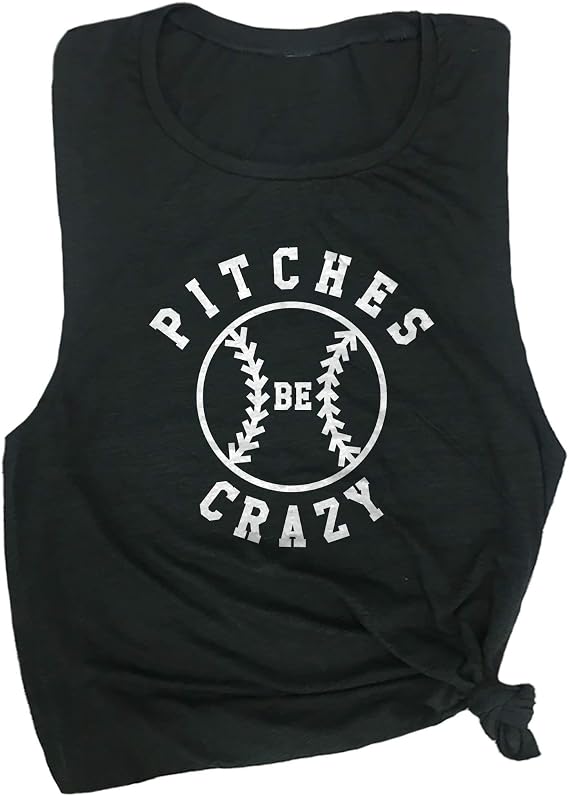Pitches Be Crazy Baseball Workout Muscle Tee Black