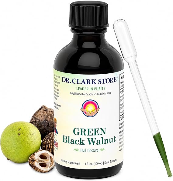 Dr Clark Store Green Black Walnut Hull Tincture Extract, 4 Fl Oz