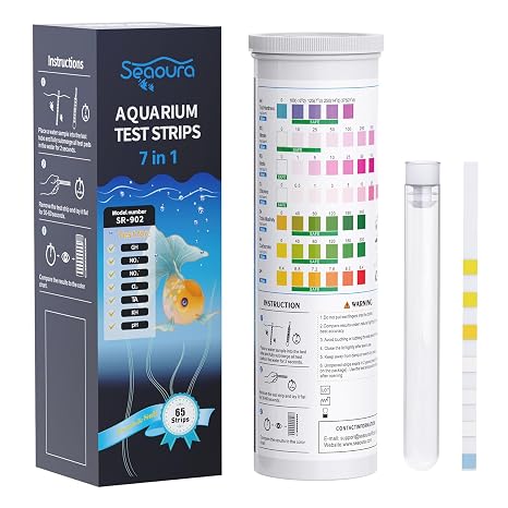 SEAOURA 7-in-1 Aquarium Test Strips 65pcs for Fish Tank and Pond