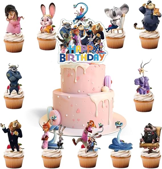13 Pcs Cute Animals Happy Birthday Cake Toppers, Cartoon Theme Cake Decorations, The Perfect Choice for Birthday Parties and Themed Parties