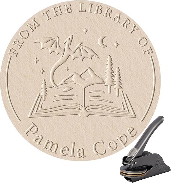 Personalized Book Embosser with Brass Plate Custom from The Library of Stamp, Floral Handle Library Embosser, Ex Libris Book Stamp, Unique Gift for Book Lovers