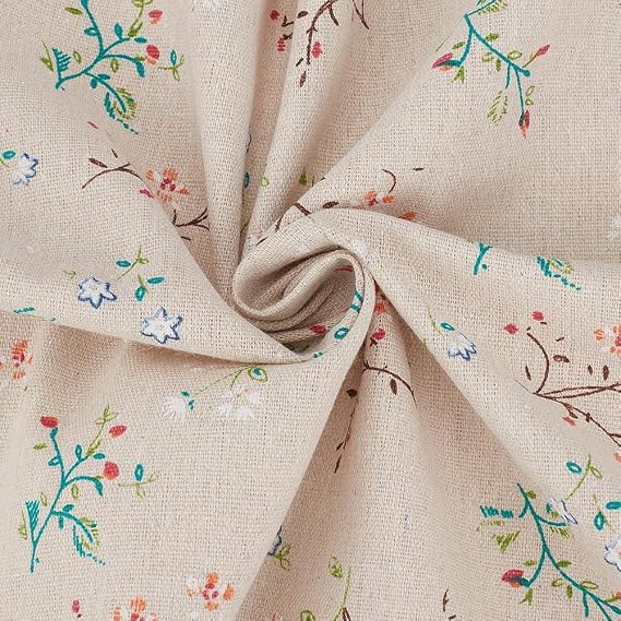 158CM 97CM Floral Linen Fabric Colorful Flowers Vintage Upholstery Linens Flaxen Quilting Cloth Fabrics for Sewing Making Garment Wallet Gift Wrapping Cloths Diy Craft Supply