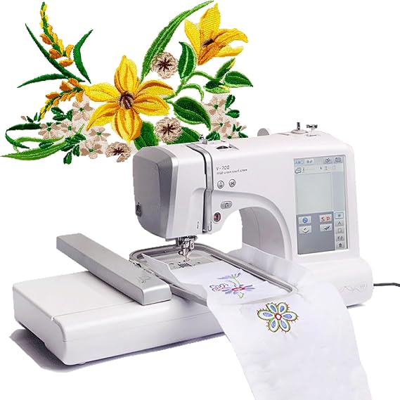 Embroidery Machine, Computerized Digital Sewing Machine, 150 Built-in Designs, 7" LCD Touchscreen, USB Port, 10 Font Styles, 3.93" x 9.25" Hoop Area