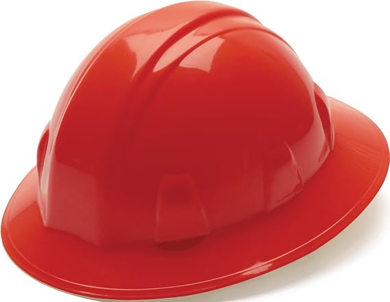 Pyramex SL Series Full Brim Hard Hat with 4-Point Ratchet Suspension - Tough and Lightweight HDPE Shell, Wide Brim for Rain and Sun, Quick, Adjustable and Secure Fit for All Head Sizes
