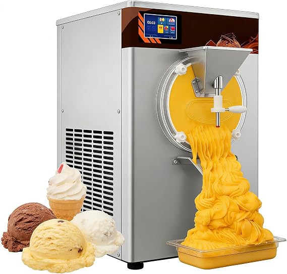 56L/h Commercial Ice Cream Machine with 5 Preset Programs, Stainless Steel Maker, Adjustable Timer & 15-Min Quick Cycle