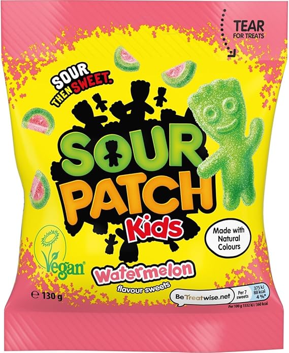 Sour Patch Kids Watermelon, Fruity Sour Sweets, 130 g (1-Pack)